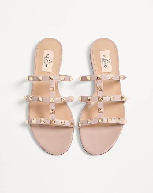 Valentino Garavani - Rockstud Flat Slide Sandal - Poudre - Woman - Sandals